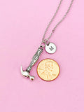 Silver Hammer Charm Necklace, Hammer Tool Charm, Construction Worker, N276