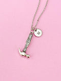 Silver Hammer Charm Necklace, Hammer Tool Charm, Construction Worker, N276