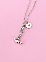 Silver Hammer Charm Necklace, Hammer Tool Charm, Construction Worker, N276