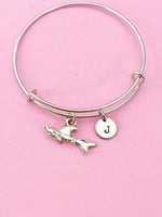 Silver Shark Charm Bracelet, Swimmer Gift, Shark Jewelry Gift, N4590