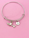 Silver Shark Charm Bracelet, Swimmer Gift, Shark Jewelry Gift, N4590