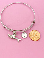 Silver Shark Charm Bracelet, Swimmer Gift, Shark Jewelry Gift, N4590