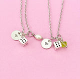 Silver Dice Necklace Gift, Dice Charm, Bunco Club Gift, Casino Gift, N1919