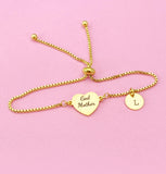 Godmother Heart Bolo Bracelet Godmother Gifts, D001A
