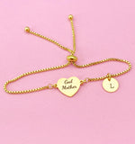 Godmother Heart Bolo Bracelet Godmother Gifts, D001A