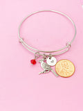 Cardinal Charm Bracelet, Personalized Birthstone Bangle, Initial Jewelry