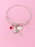 Cardinal Charm Bracelet, Personalized Birthstone Bangle, Initial Jewelry