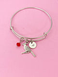 Cardinal Charm Bracelet, Personalized Birthstone Bangle, Initial Jewelry