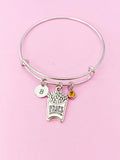 French Fry Charm Bracelet, Initial Birthstone, Foodie Gift, N1516