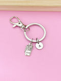 Silver French Fries Keychain, Initial Charm, Personalized Fast Food Gift, N2262