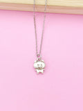 Silver Pig Charm Necklace, Stainless Steel Chain