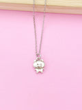 Silver Cute Pig Charm Necklace, N23