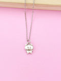 Silver Pig Charm Necklace, Stainless Steel Chain