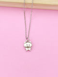 Silver Pig Charm Necklace, Stainless Steel Chain