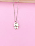 Silver Pig Charm Necklace, Stainless Steel Chain