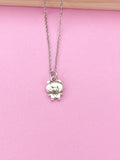 Silver Cute Pig Charm Necklace, N23