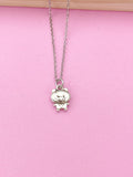 Silver Pig Charm Necklace, Stainless Steel Chain
