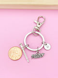 Silver Flute Marching Band Charm Keychain, Wind instrument, N5764
