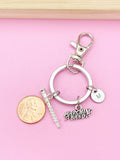 Silver Flute Marching Band Charm Keychain, Wind instrument, N5764