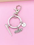 Silver Flute Marching Band Charm Keychain, Wind instrument, N5764