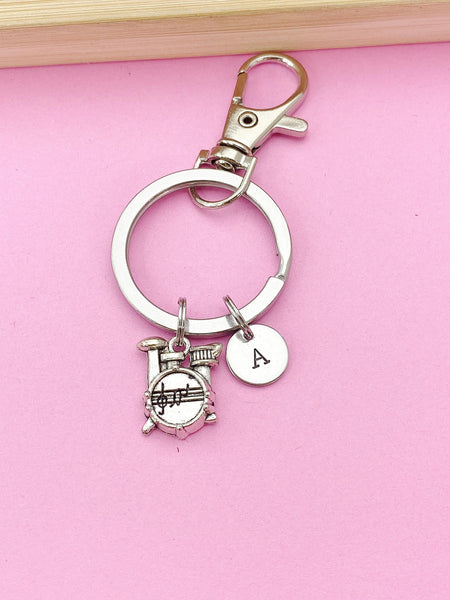 Silver Drum Set Musician Charm Keychain, N4787