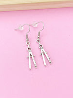 Silver Compass Charm Earrings, Architect Gift Architecture Architect Jewelry, N2265A