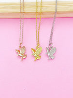 Gold Flying Eagle Charm Necklace, Silver and Rose Gold in Option, N348F