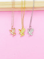 Gold Flying Eagle Charm Necklace, Silver and Rose Gold in Option, N348F