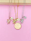 Gold Flying Eagle Charm Necklace, N348M