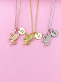 Gold Flying Eagle Charm Necklace, N348M