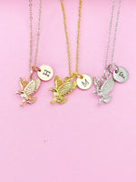 Gold Flying Eagle Charm Necklace, N348M