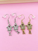 Silver or Gold Coo Coo Clock Charm Earrings, Bird House Cuckoo Clock Charm, N5123A