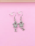 Silver Cuckoo Clock Earrings, Bird House Charm
