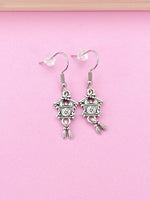 Silver Coo Coo Clock Earrings, Cuckoo Clock Charm, Bird House, N5123