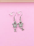 Silver Cuckoo Clock Earrings, Bird House Charm