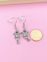 Silver Coo Coo Clock Earrings, Cuckoo Clock Charm, Bird House, N5123