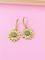 Gold Sunflower Charm Earrings N2705