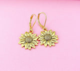 Gold Sunflower Charm Earrings N2705