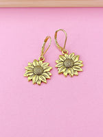 Gold Sunflower Charm Earrings N2705