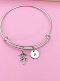 Physical Therapist Charm Bangle Bracelet, Initial Charm, PT Graduation Gift