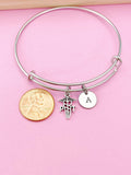 Physical Therapist Charm Bangle Bracelet, Initial Charm, PT Graduation Gift