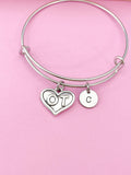 Silver Occupational Therapist Charm Bracelet, OT Heart Charm, Graduation Gift, Occupational Therapist Student Gifts, N1351B