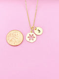 Gold Snowflake Initial Necklace, 18K Plated Charm