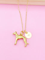 Gold Greyhound Charm Necklace, Greyhound Charm, Greyhound Jewelry, Pet Gift, Personalized Gift, Christmas Gift, N486