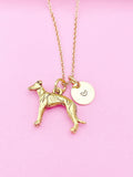 Gold Greyhound Charm Necklace, Personalized Initial Disc
