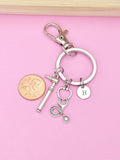 Silver Otoscope Stethoscope Charm Keychain, Otoscope Charm, Audiology Medical Device Charm, Doctor Gift, Personalized Gift, N1032
