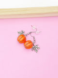 Silver Halloween Earrings, Pumpkin Maple Leaf, Fall Autumn, N3693A