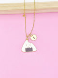 Gold Japanese Rice Ball Charm Necklace, Japanese Onigiri, Foodie Gift, N5256