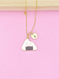 Gold Japanese Rice Ball Charm Necklace, Japanese Onigiri, Foodie Gift, N5256