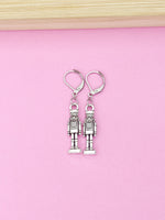 Silver Nutcracker Soldier Ballet Charm Earrings, N676C